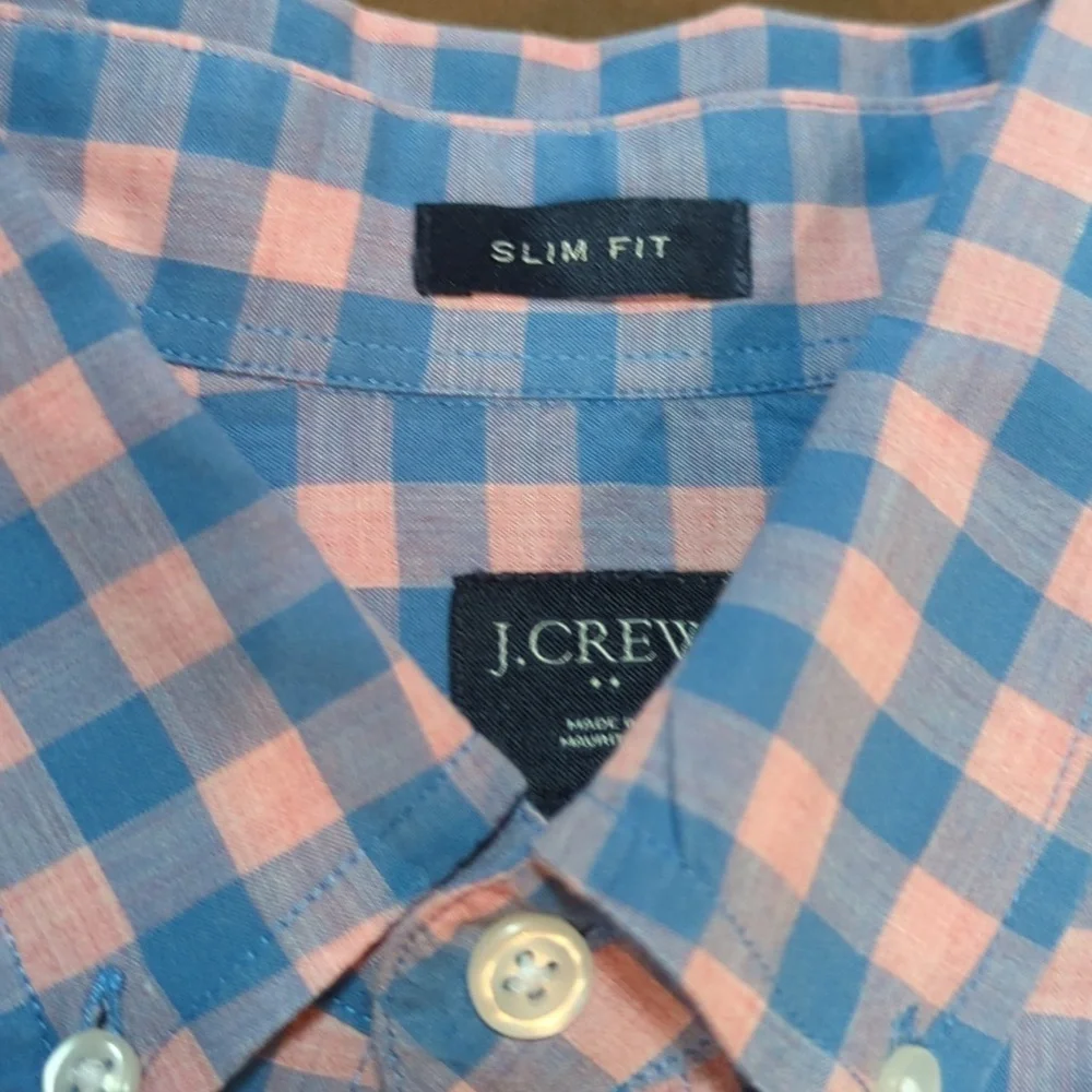 J. Crew Slim Fit Men's Long Sleeve Button Down Cotton Plaid Dress Shirt Size Sm
